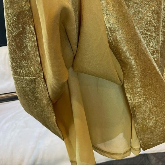 Metallic Gold TCEC Mini Cocktail Dress With Ruffles Women's Size Large - Picture 8 of 10